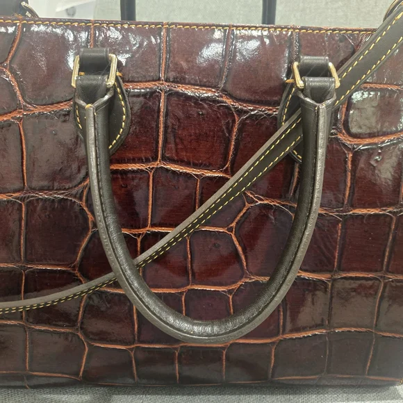 Dooney & Bourke Dark, Bergundy, Brown Crocodile Shoulder Bag - Picture 7 of 14